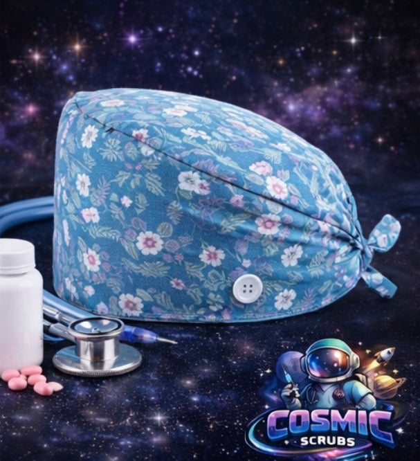 Blue Blossom Scrub Cap