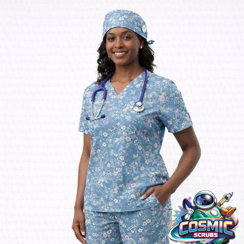 Blue Blossom Scrub Cap
