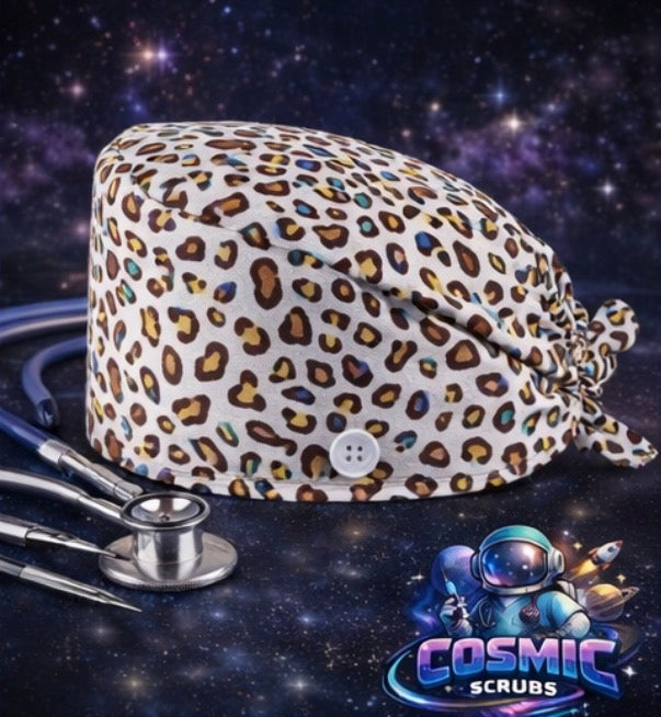Colorful Leopard Scrub Cap